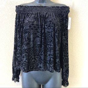 Free People Off The Shoulder Burn-Out Midi Top